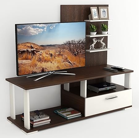 Bluewud Novah TV Entertainment Unit Stand (Wenge & White)