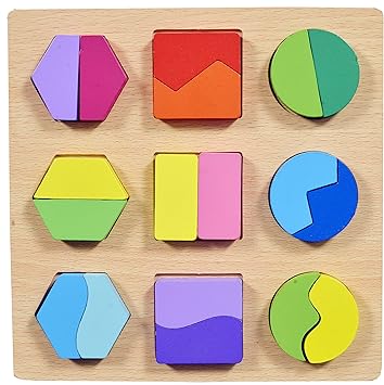 Hnt Kids Geometrical Slit Block Puzzle Shape Recognition Early Learning Educational Toy(Multi Colour)