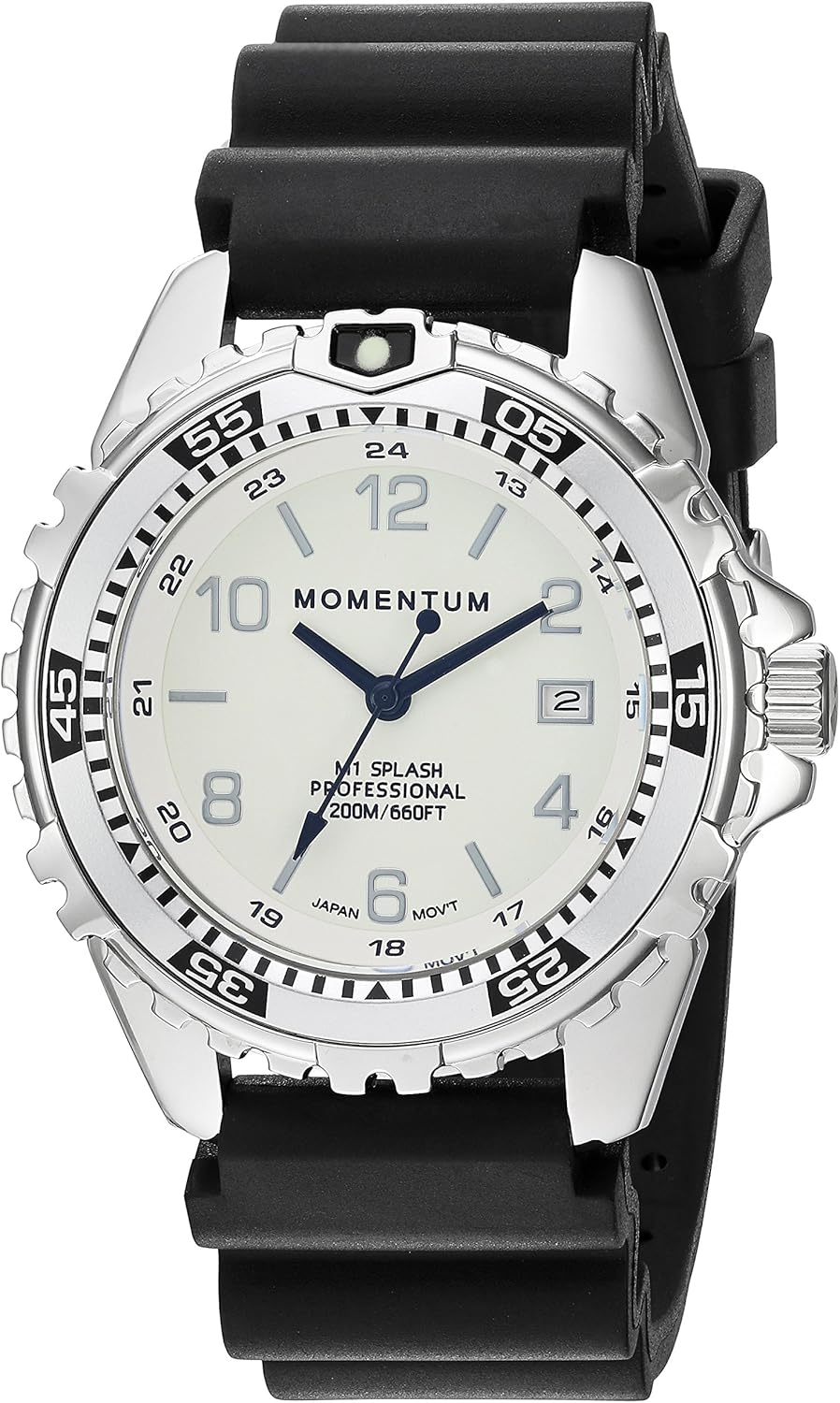 Momentum's Unisex M1 Splash Watch | 200m / 660 ft Water Resistant | Rotating Dive Bezle | Black Band