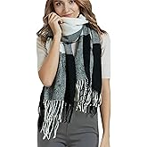 Wander Agio Women's Fashion Long Shawl Big Grid Winter Warm Lattice Large Scarf