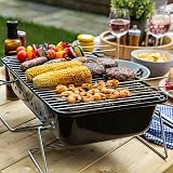 George Foreman Portable Charcoal BBQ, Lightweight, Foldable Legs, Black view 4