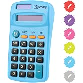 Calculator Blue, Basic Small Solar and Battery Operated, Large Display Four Function, Auto Powered Handheld Calculator School and Kids Available in Green, Red, Purple, Grey, Pink, 1 PK &ndash; by Enday