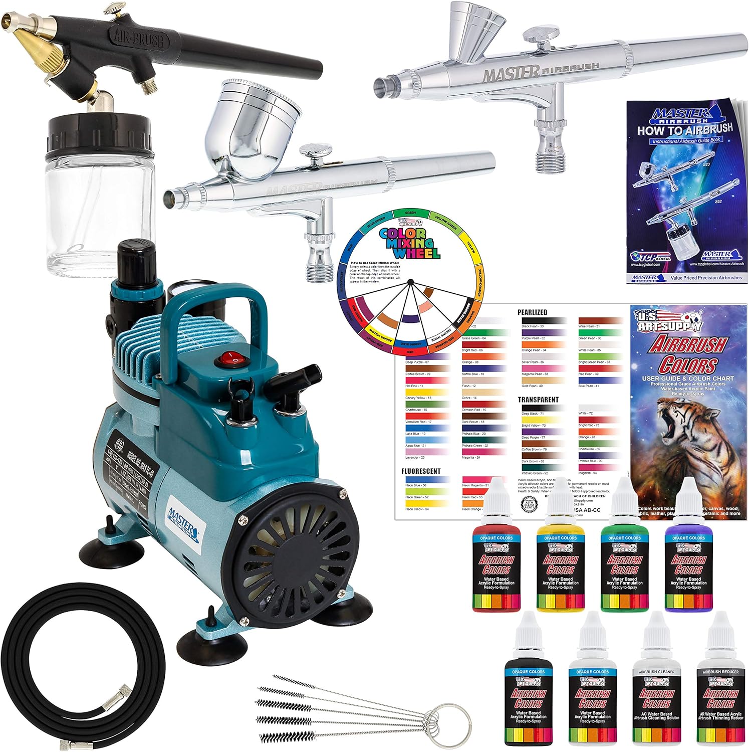 3 Master Airbrush Professional Acrylic Paint Airbrushing System Kit with Powerful
