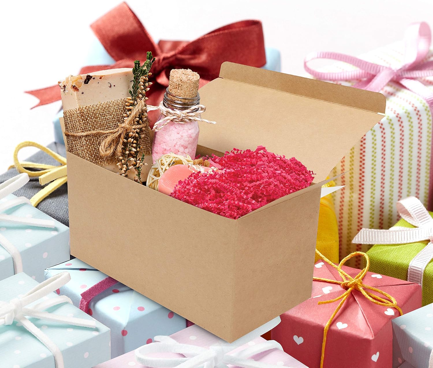 Belle Vous 20 Pack Brown Kraft Gift Boxes, Box Measures 23 x 11.5 x 11.5cm (9.06 x 4.53 x 4.53 inches) - Image 5