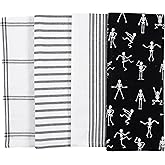 KAF Home Pantry Dancing Skeletons Holiday Kitchen Dish Towel Set of 4, Cotton Rich, 18 x 28-inch