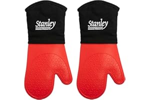 Stanley Home Products Silicone Oven Glove – Hand & Arm Protection – Hottest Plates, Pans & Dishes – Heat Protection Barbecue Mitt – Insulated Interior for Comfort (2)