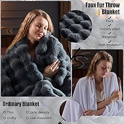 PLUUSHUU Faux Fur Throw Blanket for Couch, Fluffy