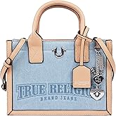 True Religion Tote Bag, Women's Bombe Logo Travel Purse Handbag, Denim