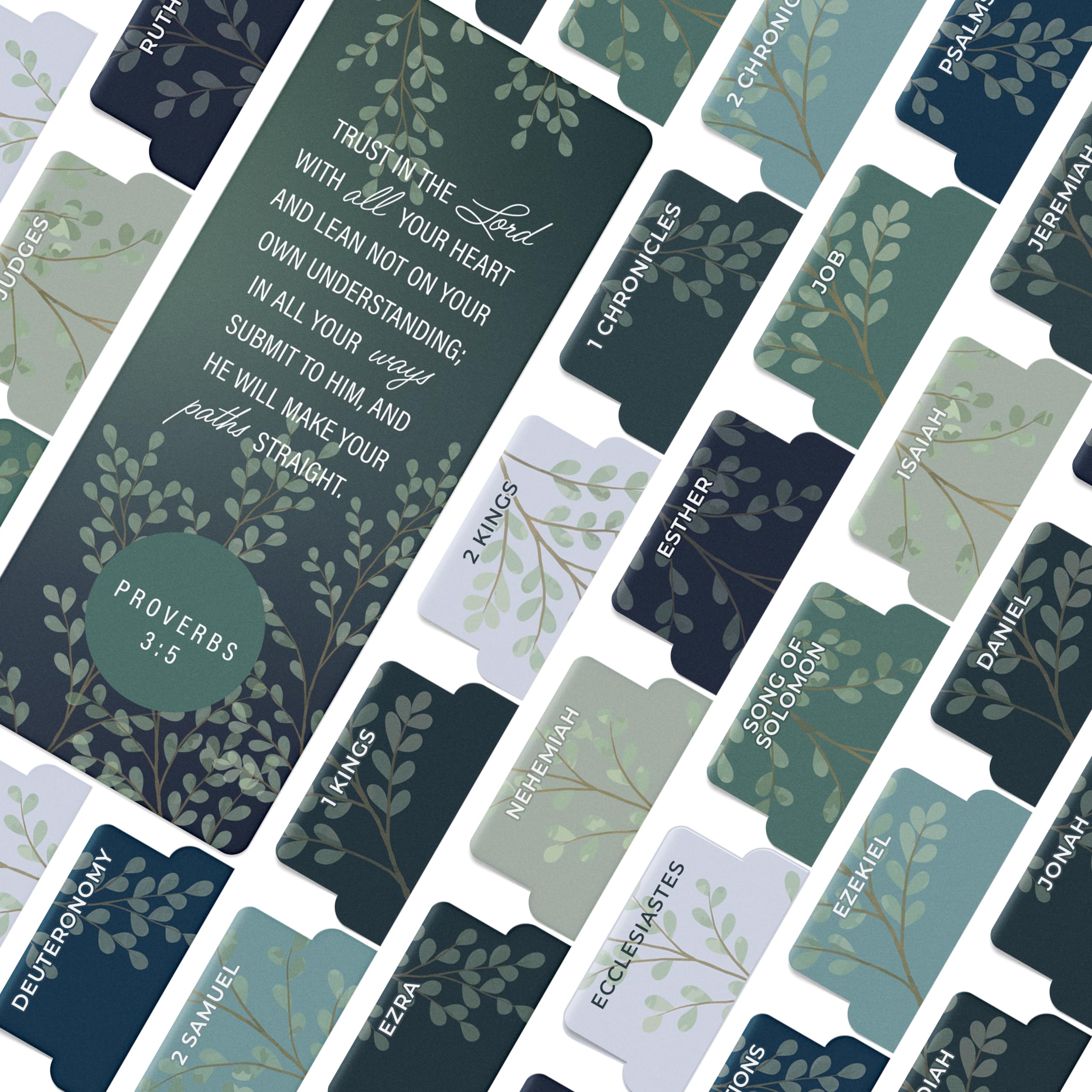 OFFILICIOUS Dark Green Floral Bible Tabs for Catholic Bible - 100 Bible Stickers for Woman Study Bible, Bible Study Accessories - Bible Gifts, Bible Bookmarks, Bible Journaling Supplies