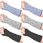 Geyoga 3 Pairs Cut Resistant Arm Sleeves Thin Arm Protectors Guard with Thumb Hole Gloves for Women Men Garden Kitchen(Black Blue Grey)