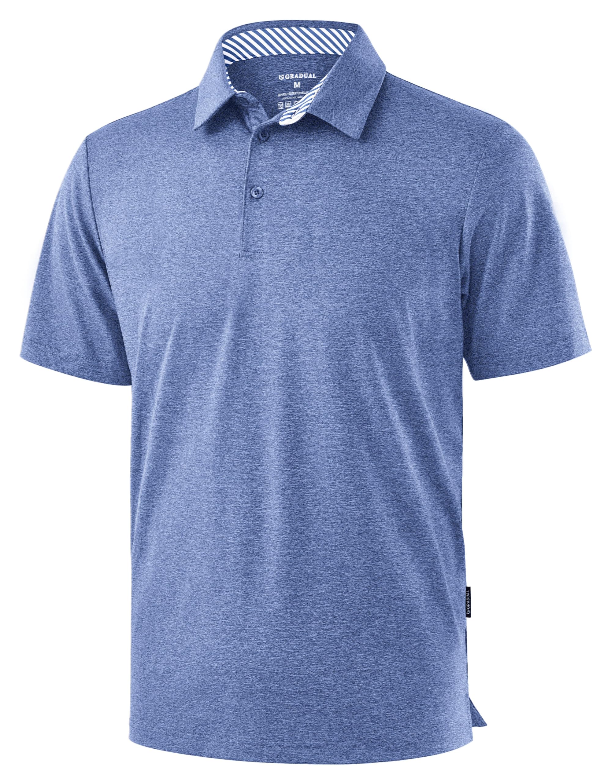 Photo 1 of G Gradual Golf Shirts Short Sleeve Quick Dry Performance Moisture Wicking Collared Heather Polo Casual Athletic Business (Royal Blue, 4XL)