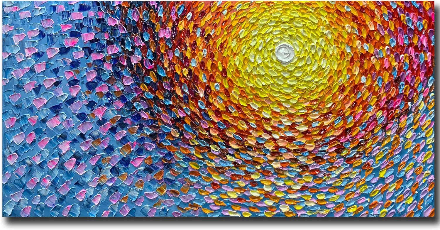 Paintings - V-inspire Art,24x48 Inch Modern Hand Drawn Oil Paintings Abstract Textured artwork Canvas Wall Art Painting Home Decorations Painting Ready to Hang