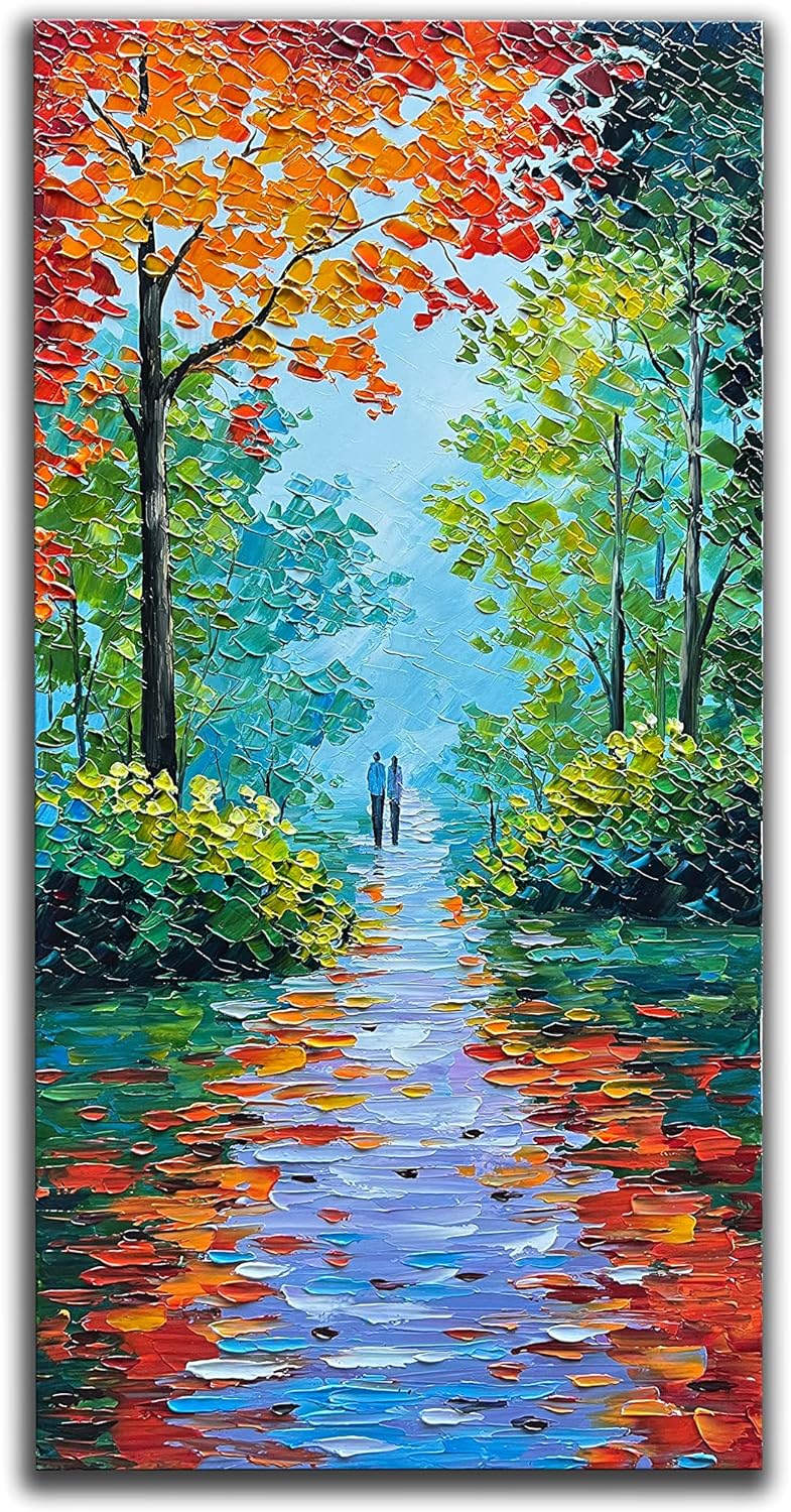 Paintings - JELRINR Sunset over the sea Oil Painting On Canvas Texture Hand-painted landscape Contemporary Art paintings modern Home living Room Office Decor Canvas Wall Modern Abstract Art 24x48inch