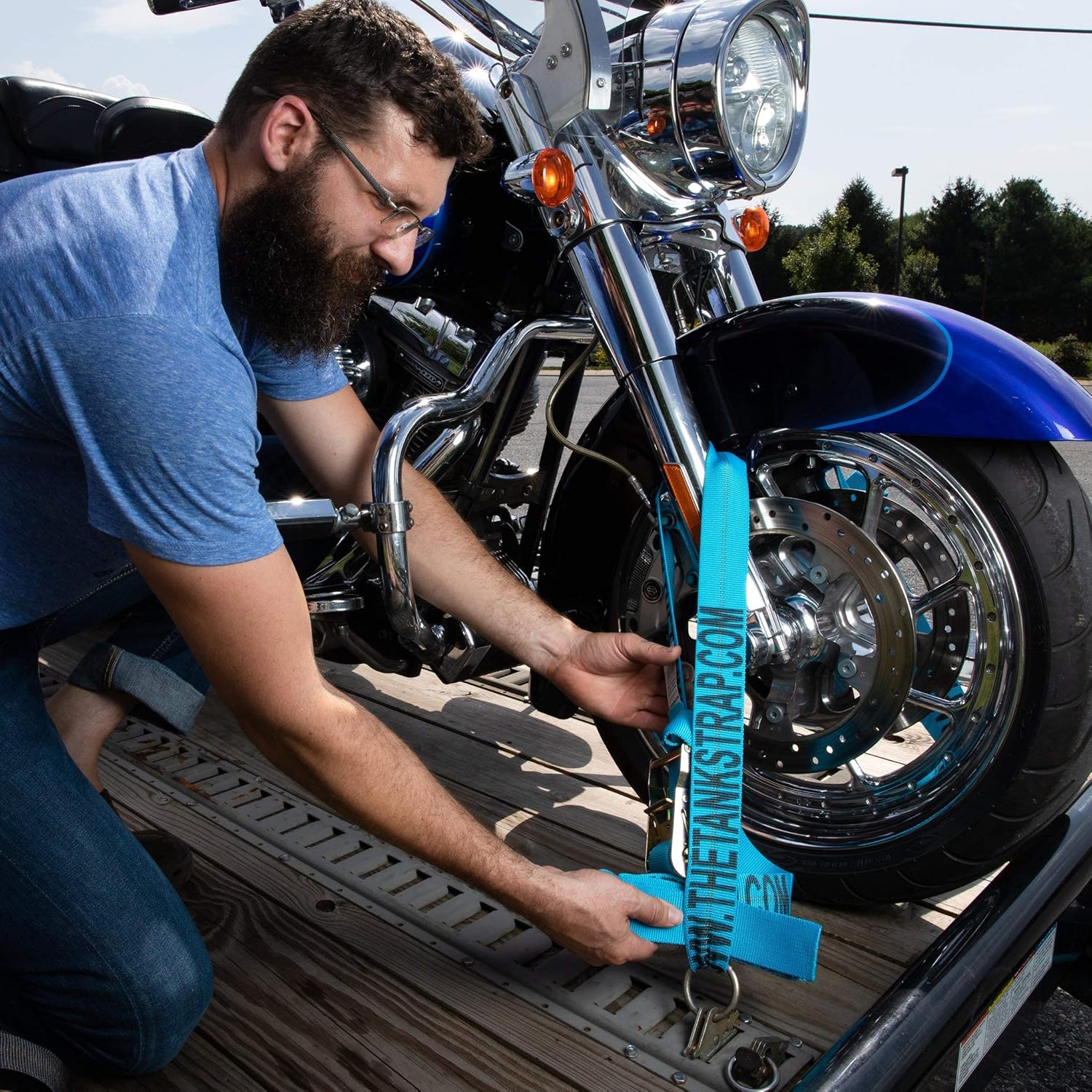 Tank Straps Motorcycle Tie Down Straps (2pk) - 10.000 lb Webbing Break Strength 2'' x 10' Super Heavy Duty Endless Tie Downs with Ratchet Strap: Home Improvement
