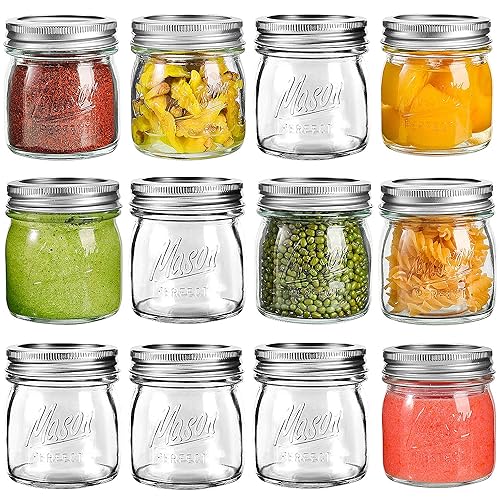 Mason Jars OZ Regular Mouth 12 Pack Glass Jars with Lids and