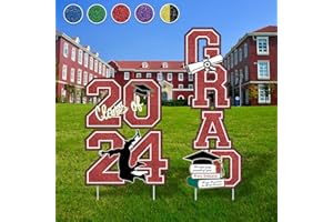 YULEGLOWIX Graduation Decorations Class Of 2024 Graduation Yard Sign Red Waterproof Congrats Grad Class of 2024 Lawn Signs with Stakes Outdoor High School College Bachelor Graduation Party Decoration Supplies