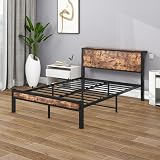 DUMEE Double Bed Frame with Storage Headboard, Metal Platform, 800lb view 8