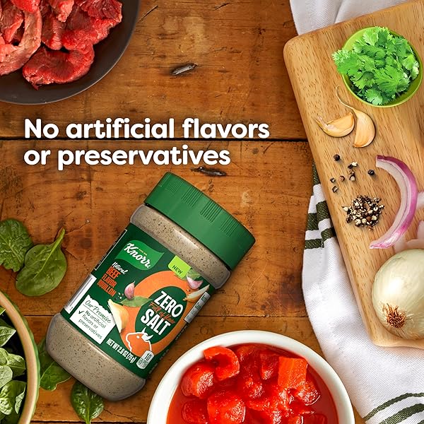 KNORR ZERO SALT POWDER BOUILLON NATURAL BEEF FLAVOR BOUILLON FOR SAUCES, GRAVIES AND SOUPS, WITH NO ARTIFICIAL FLAVORS OR PRESERVATIVES 2.6 OZ