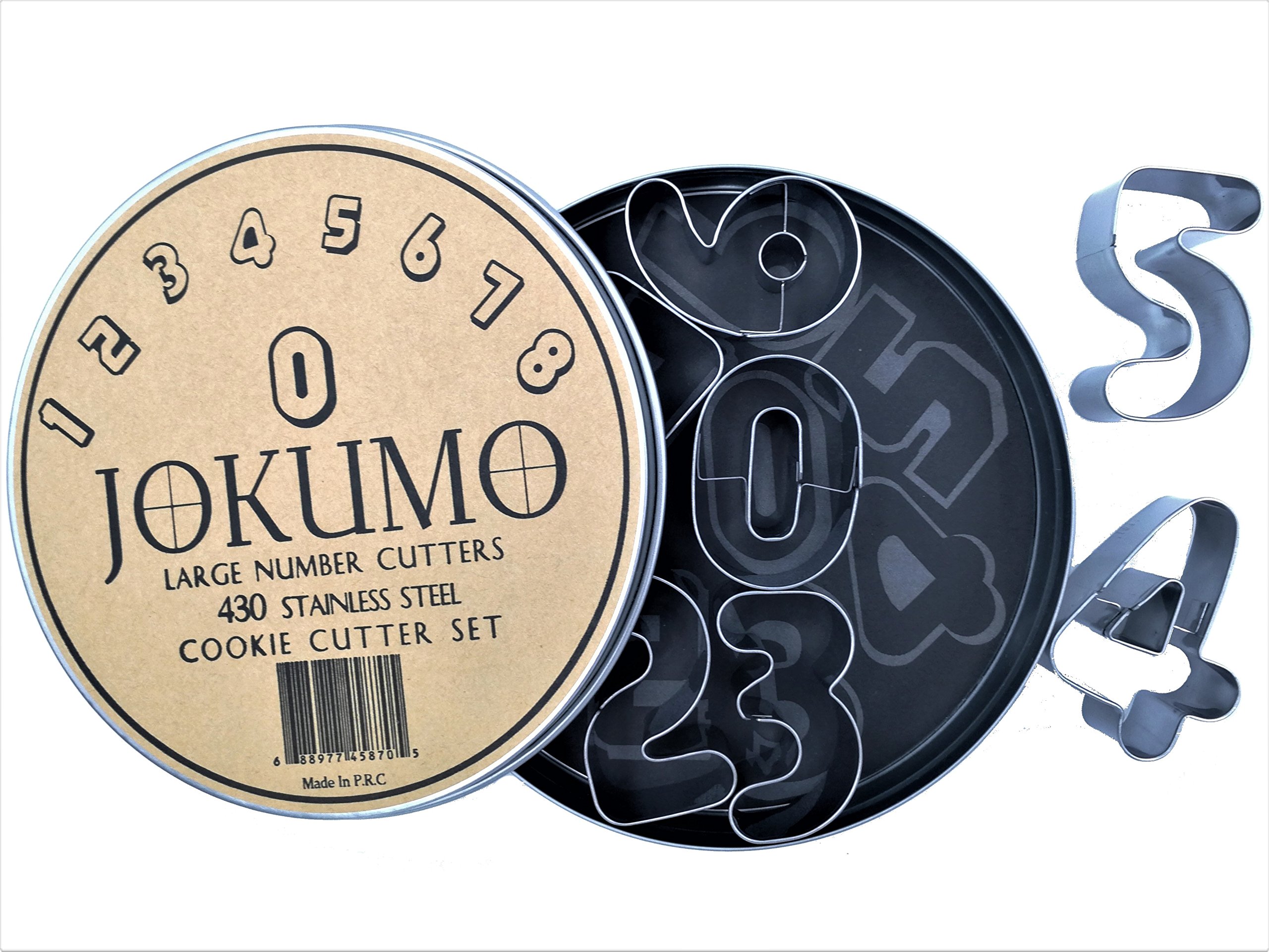 JOKUMO Number 0-9 Cookie Cutters Set - 430 Stainless Steel - Great for Icing and Fondant