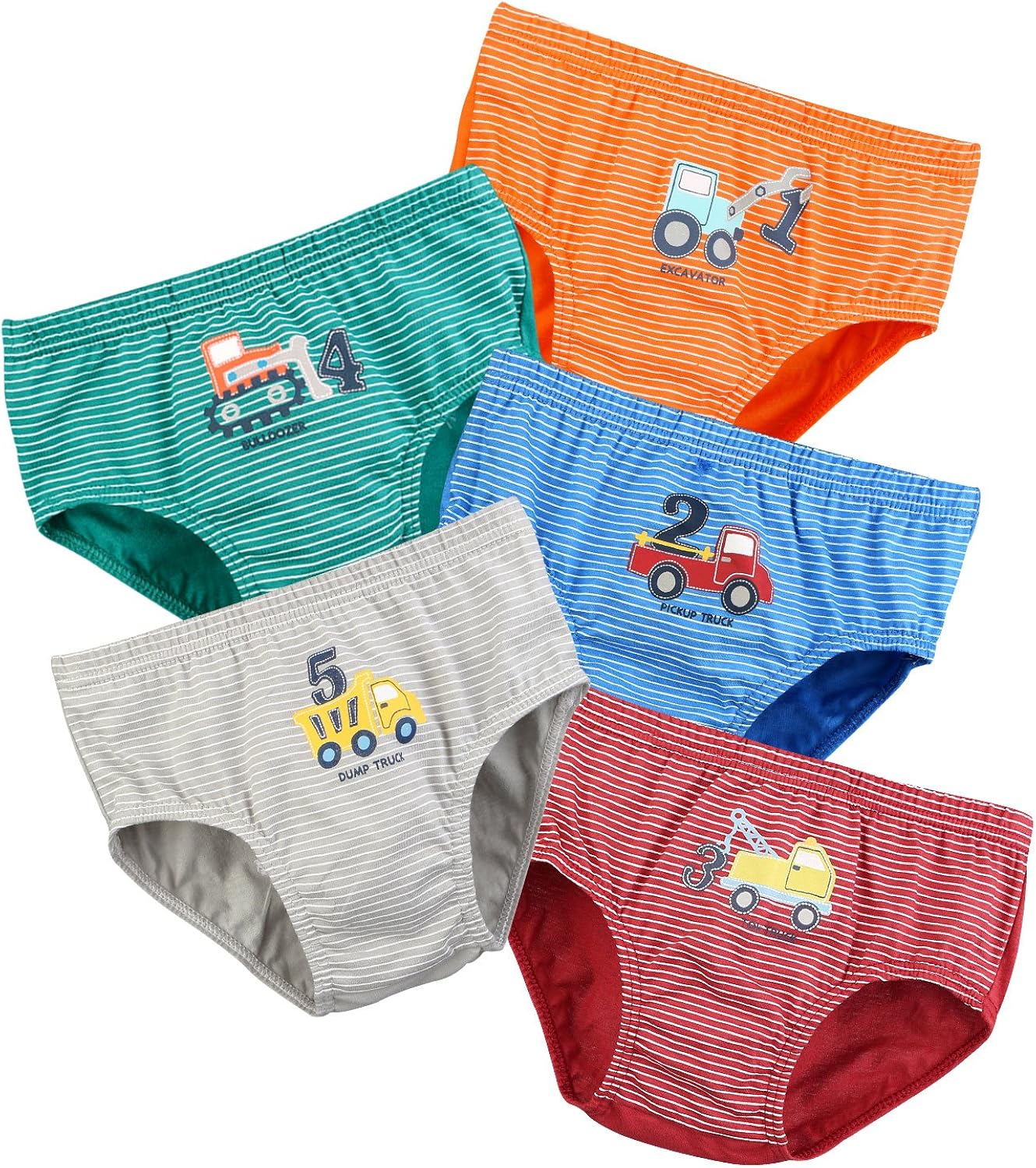 BOOPH Little Boys Toddlers Cotton Underwear Briefs Car 5 Pack 2-5T: Clothing