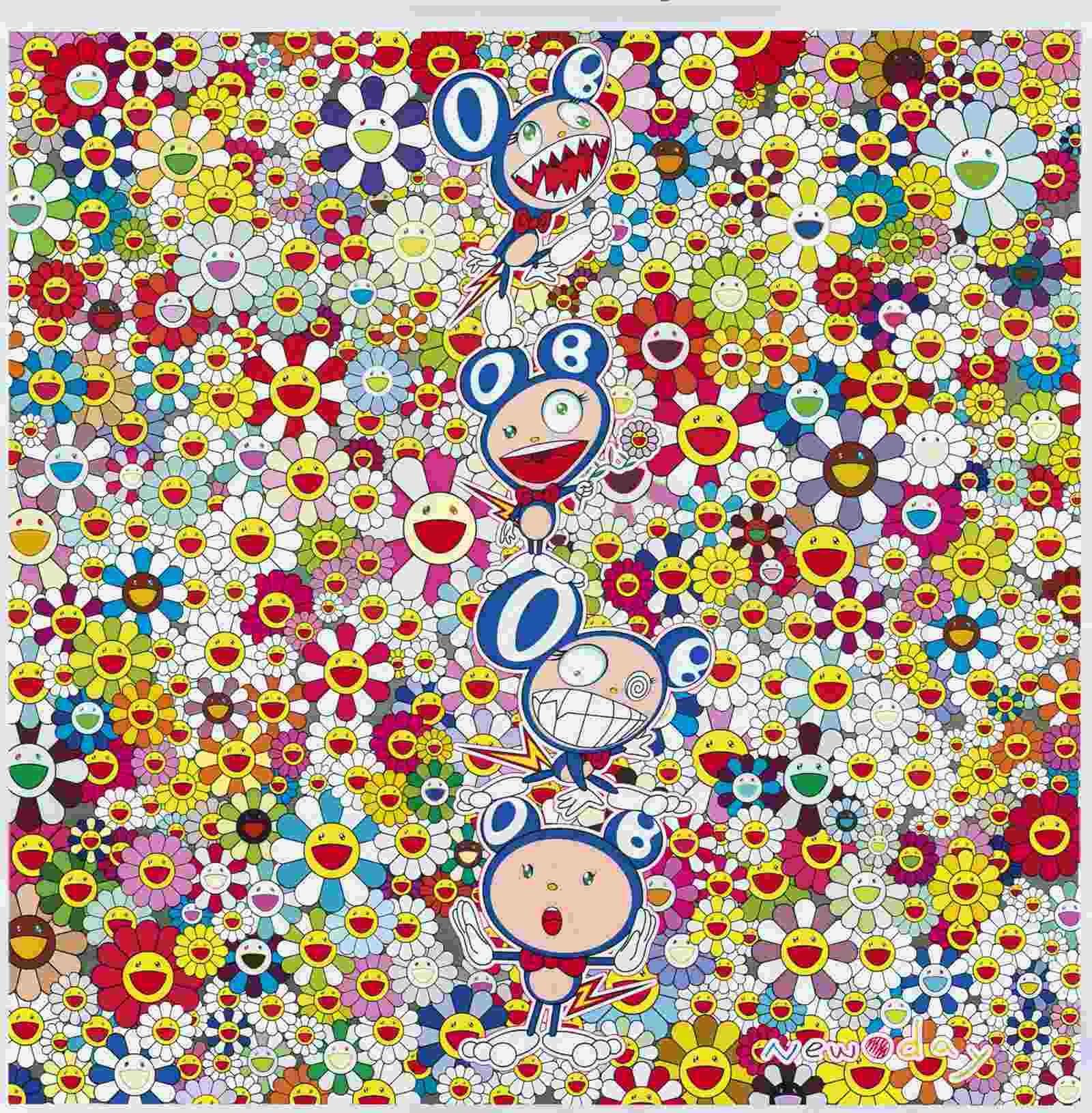 Takashi Murakami, titulo: New Day DOB's Acrobatic Spectacular Society, LITHOGRAPHY TECNIQUE 65X50 cmts . PAPER BFK France (WATERMARK) edition 90