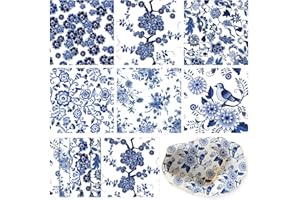 Epakh 36 Pack 6 Style Blue and White Christmas Paper Napkins for Decoupage Assorted Floral Chinoiserie Decorative Cocktail Napkin Toile Paper for Crafts DIY Project Furniture Decor, Each Unfolded 13''