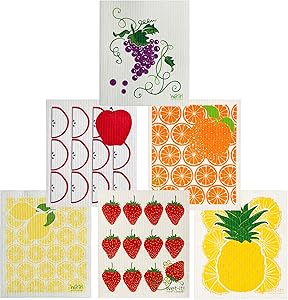 Wet-It! Swedish Dishcloth Set (Apple, Orange, Lemon, Pineapple, Grape and Strawberry)