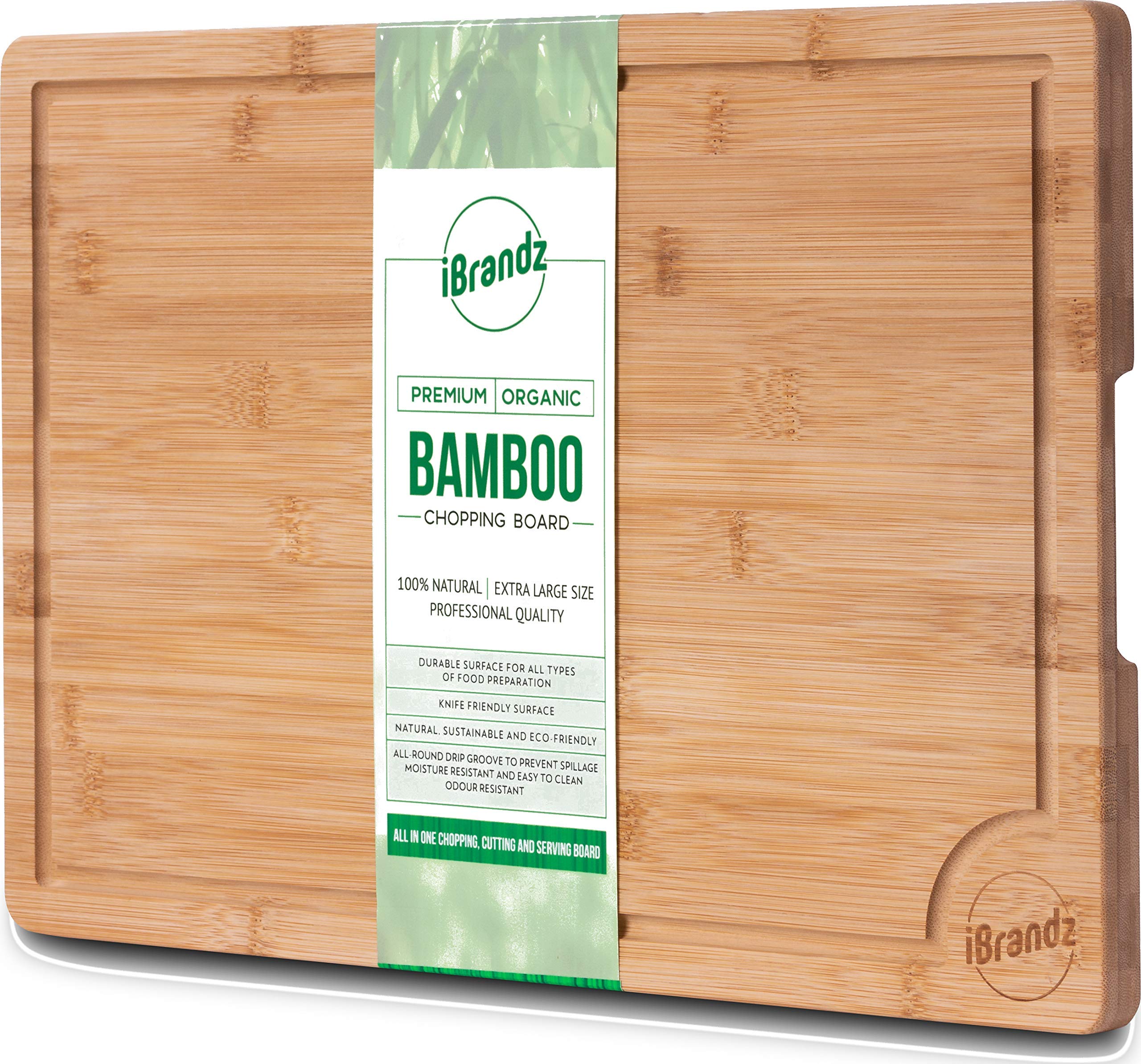 Premium Organic Bamboo Chopping Board. 44.5 X 30 X 2 cm Professional Grade Extra Large Size Cutting Board. Heavy Duty Large Wooden Chopping Board with Drip Groove.