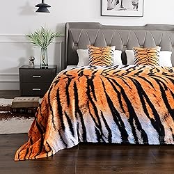WIBUE Tiger Throw Blanket 80"x60" with 2 Pcs Pillow