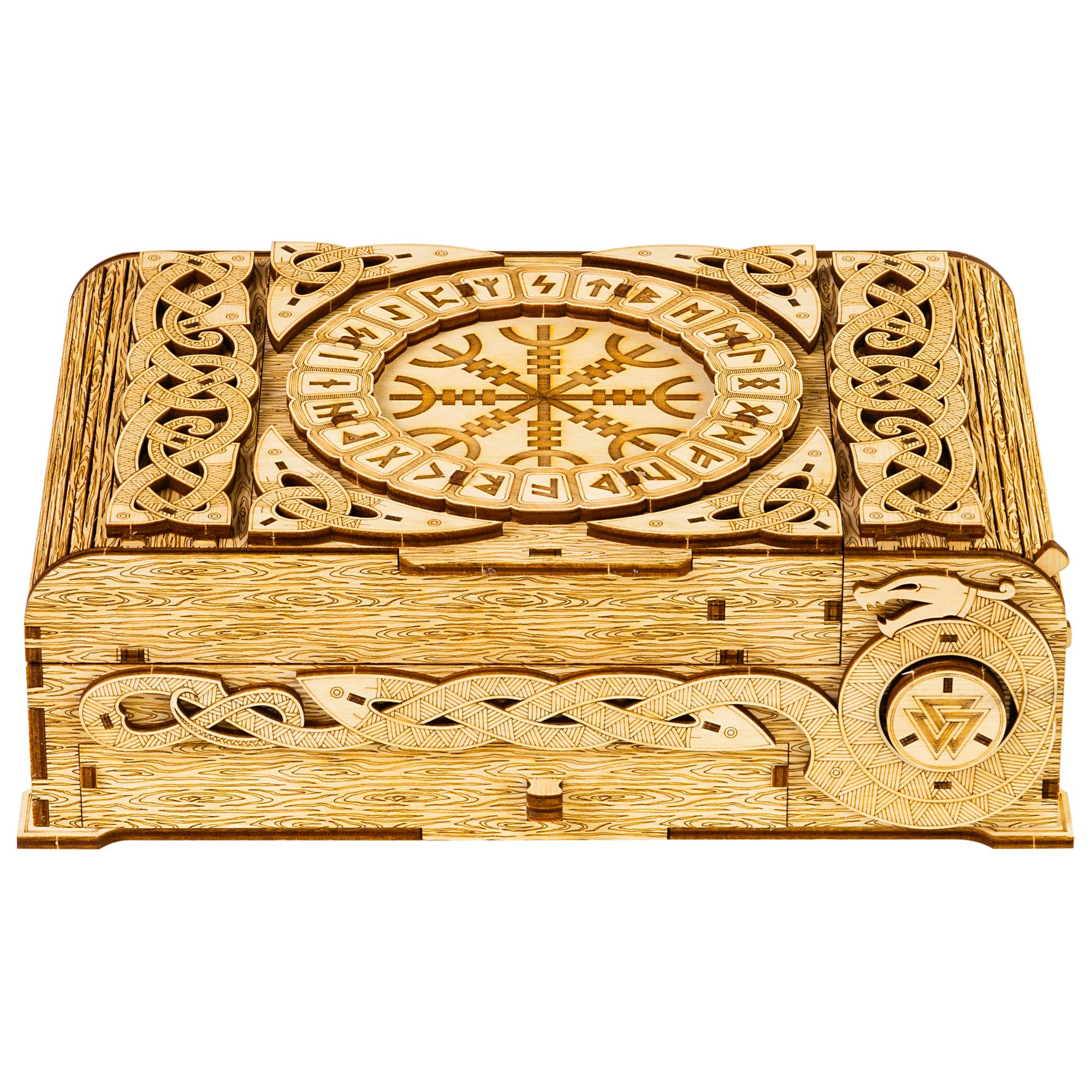 Wood Trick Nordic Chest Puzzle Box 3D Wooden Puzzles for Adults to Build - Scandinavian-Inspired Engravings - Engineering DIY Project Mechanical 3D Puzzle Model Kits for Adults
