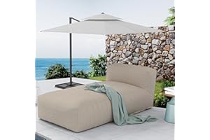 Dineli Outside Chaise Lounge Chairs Bed Lounger Outdoor Couch Sofa for Pool Comfy Patio Furniture Foam Filling Bean Bed Chair Lazy Sofa for Outside, Water-Resistant Sunbed (Light Orange, 70'' Length)