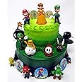 Mario Brothers Birthday Party 22 Piece Mario Birthday Cake Topper Featuring Mario, Luigi, Bullet, Toad, Mushroom, Goomba, Koopa, Shy, Bomb, Lakitu Spiny, Mario Coins, Large Bomb, and 6 Mario 1"