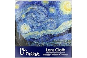 RAINCAPER Quality Microfiber Lens Cleaning Cloth - 6”x6” - for Eyeglasses, Sunglasses, Phones, Screens, Blue-Light Glasses, Monitors - Fine Art Design (Van Gogh "Starry Night")