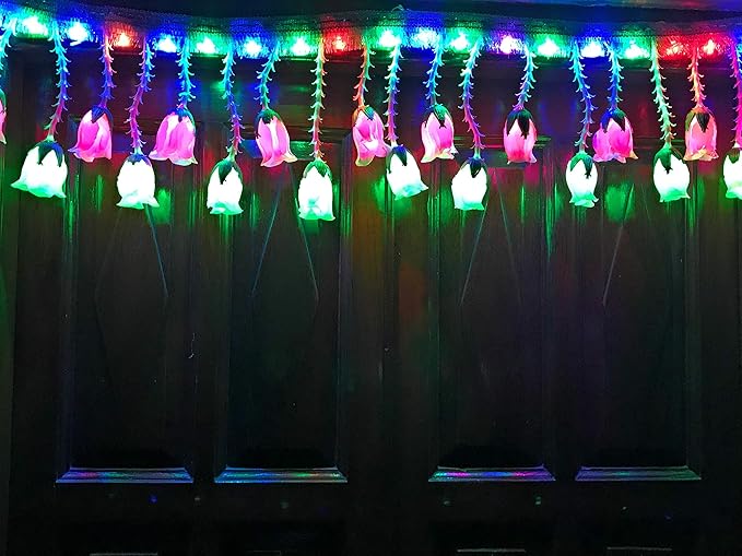 Glimmer Lightings Multi Rose Toran Bandhanwar Handcrafted LED Gate Lights- (3 Foot)