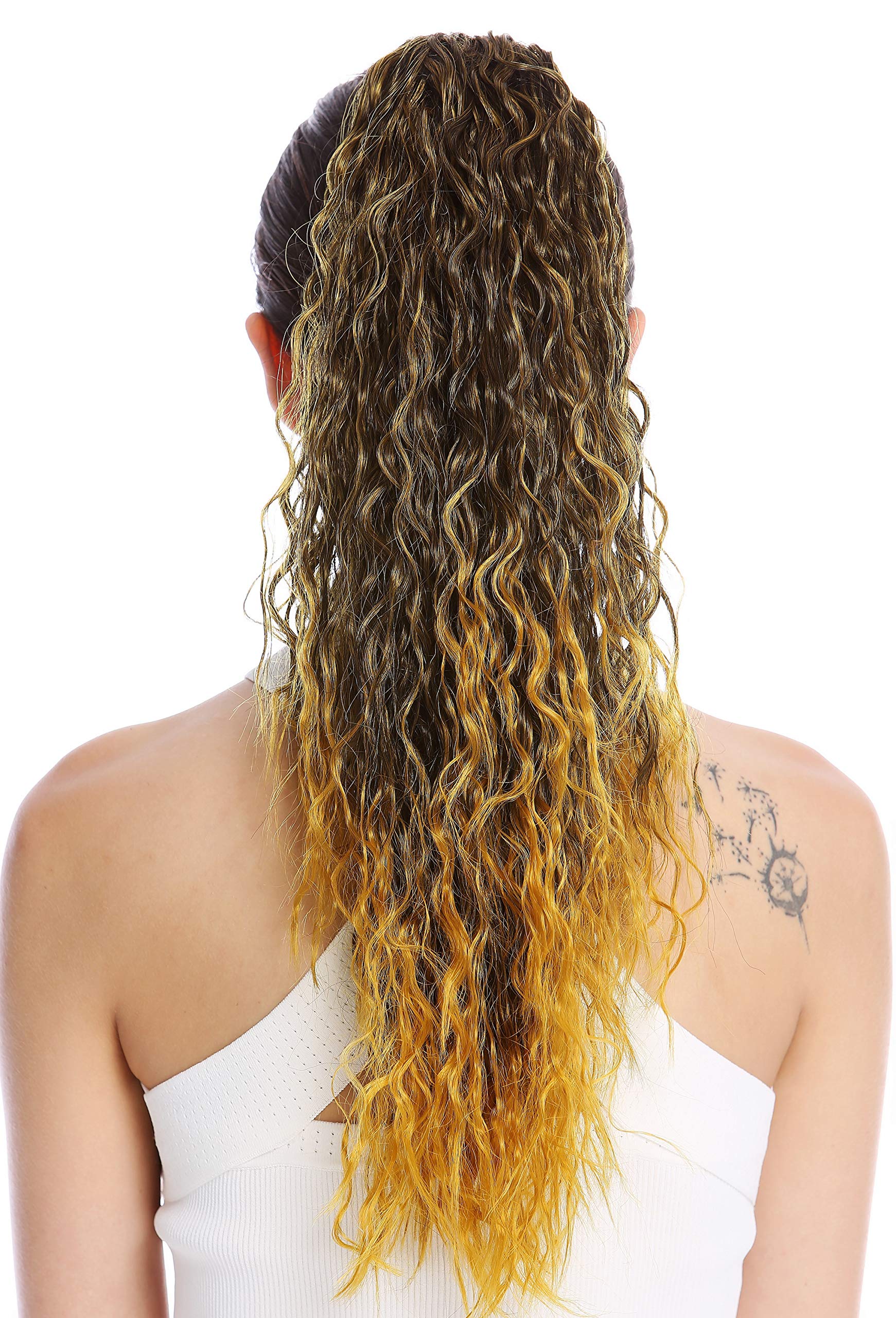 WIG ME UP - N461-V-2T114 Ponytail Hairpiece Extensions very long voluminous curled kinked Afro Caribbean style kinks black blond highlights 21inch
