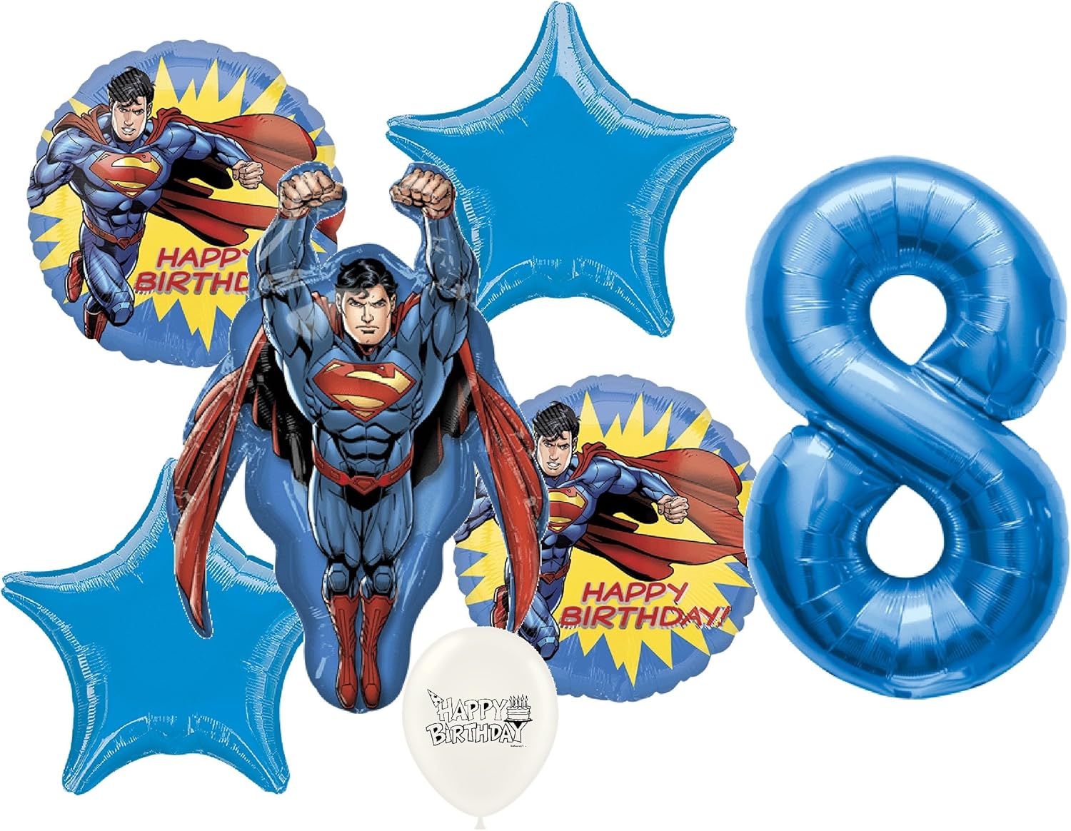 Amazon Com Blue Number 8th Birthday Superman Man Of Steel Party