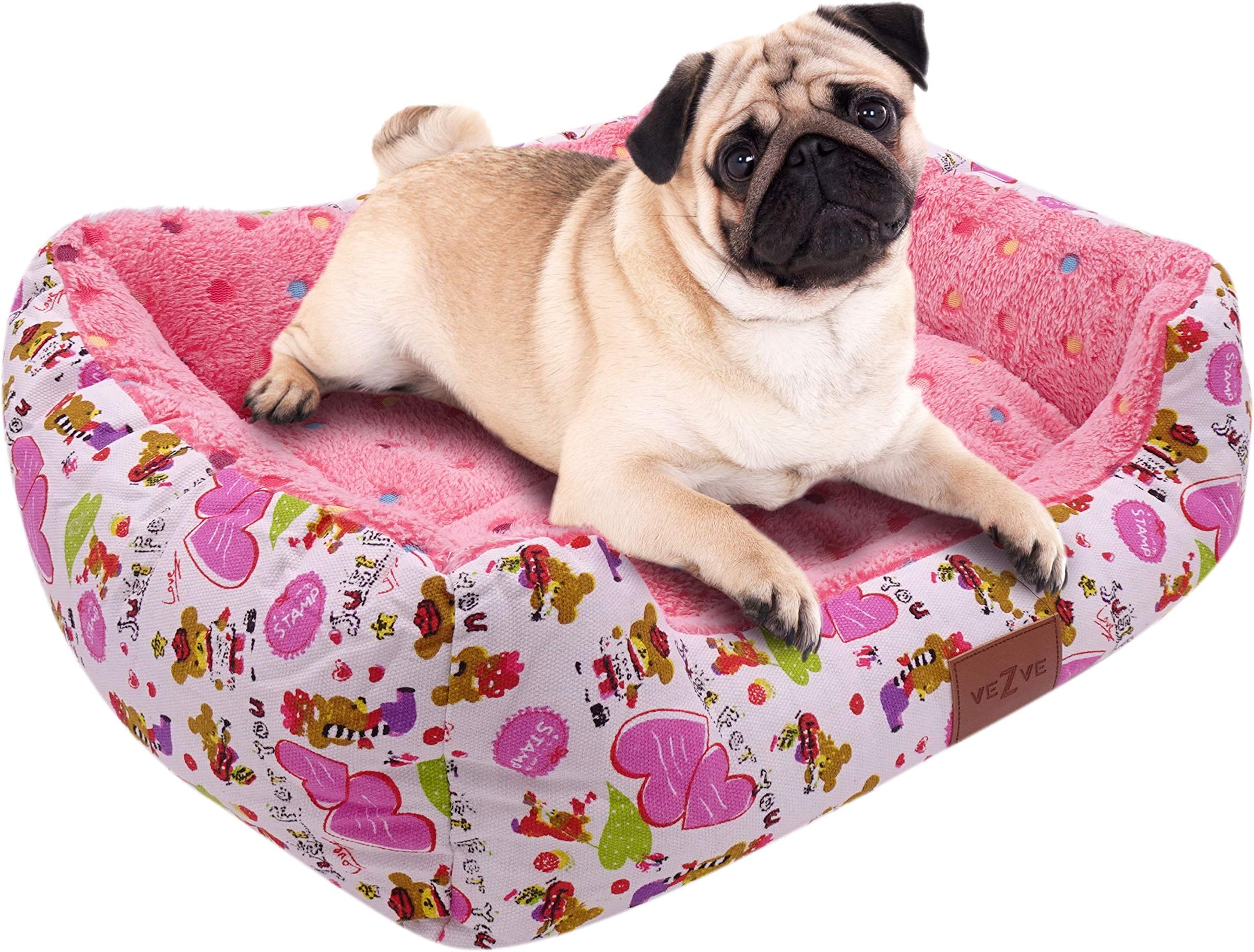 veZve Warming Dog Sleeping Bed Rectangle Washable Reversible Memory Foam Medium Firmness Skin Contact Safe