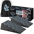 Flexelent Squat Wedge Block Pair, Squat Ramp, Calf Raise Block, Anti-Slip Slant Board for Squats, ATG Equipment to Boost Workout, 17° Incline, 3.5x5.9x12.2, Backpack Included