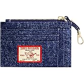 True Religion Credit Card Holder Case, Zip Wallet with Keychain for Men and Women, Denim