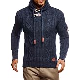 Leif Nelson Slim Pullover Sweaters for Men with Hoodie - Men's Knitted Sweater