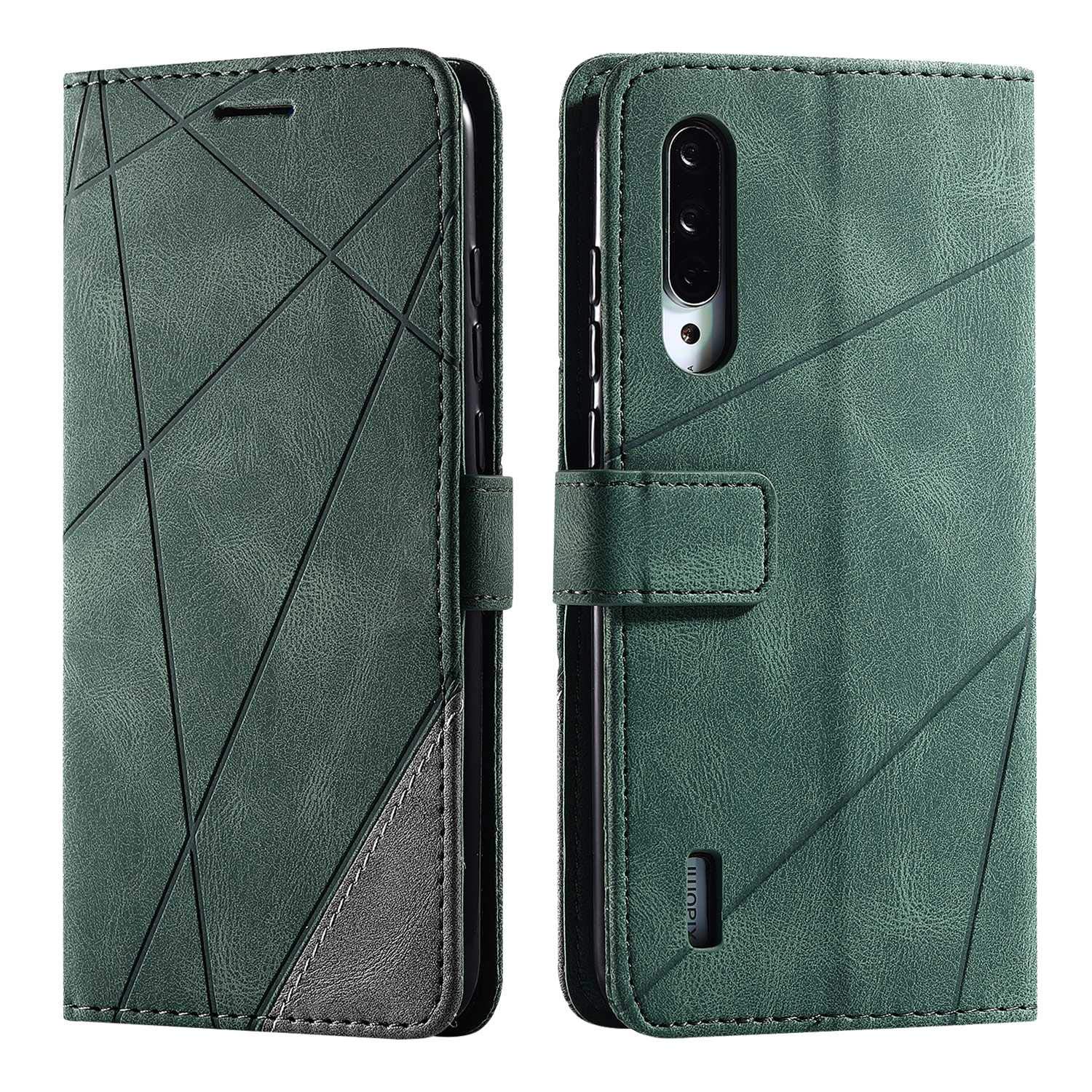 SONWO Case for Xiaomi MI 9 Lite Case, Premium Leather Flip Wallet Case Magnetic Closure Card Slots Kickstand Phone Case for Xiaomi MI 9 Lite, Green