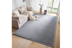 ALEGTER Grey Coral Velvet Rug with Non-Slip Backing on Reverse Side of Floor mat,Large Solid Color Bedroom Rug Suitable for Living Room,Bedroom Yoga Mat,Baby Crawling Mat,79"x118"