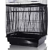 Tamu style Bird Cage Seed Catcher, Large, Stretchy Form Fitting Mesh Skirt Cover for Parrot Enclosures, Light and Breathable Fabric, Prevent Scatter and Mess, Reusable,Adjustable, Lightweight,Black