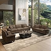 HERA'S HOUSE 3 Pieces Modular Sectional Couch Set with Armchair Loveseat | Modern 6-Seater Cloud Sofa Set , Grayish Brown, Wider Armrest, Deep Seat, Soft Chenille Furniture Set for Living Room