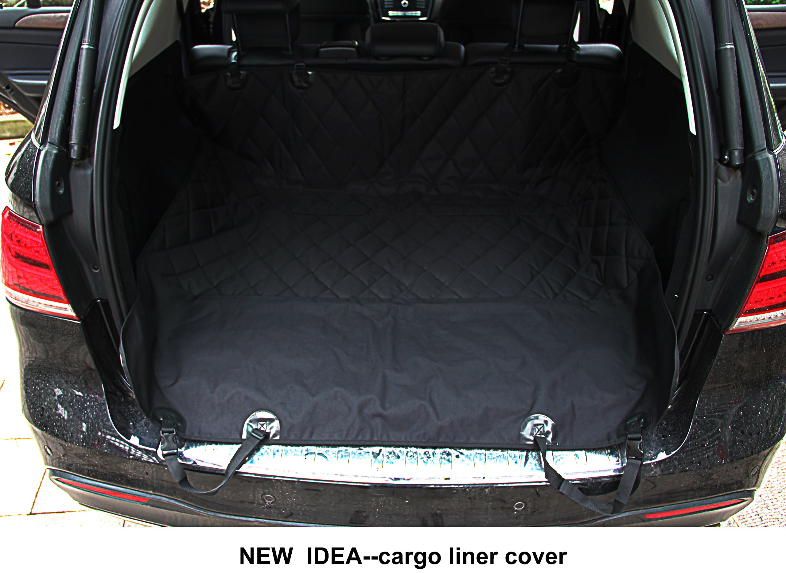 INNX Dog Seat Cover, Quilted Hammock Bench Pet Seat Cover for Sedan Cars, Trucks, SUVs or Minivans, Waterproof (Quilted Ballistic Hammock, Black, 58\