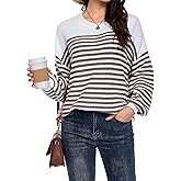 Women Casual Long Sleeve Sweater 2025 Fall Winter Ribbed Knit Pullover Loose Crewneck Sweater Jumper Tops