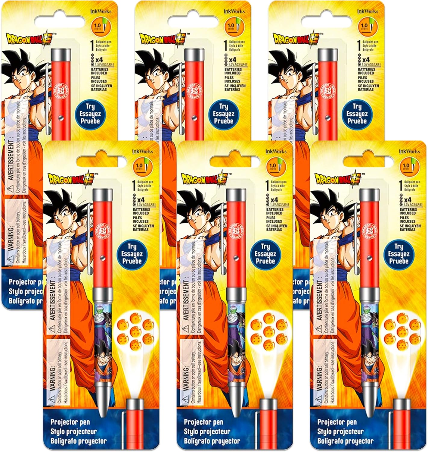 Dragon Ball Z Super Manga Projector Pen Set - 6 Pack Dragon Ball Super Pens School Supplies Bundle (Dragon Ball Z Party Supplies, Party Favors)