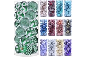 BIU 60mm/2.36" Christmas Ball Ornaments Shatterproof Large Christmas Ornaments Set Decorations for Xmas Tree Halloween Wreath Garland Decor Ornaments（24CT）