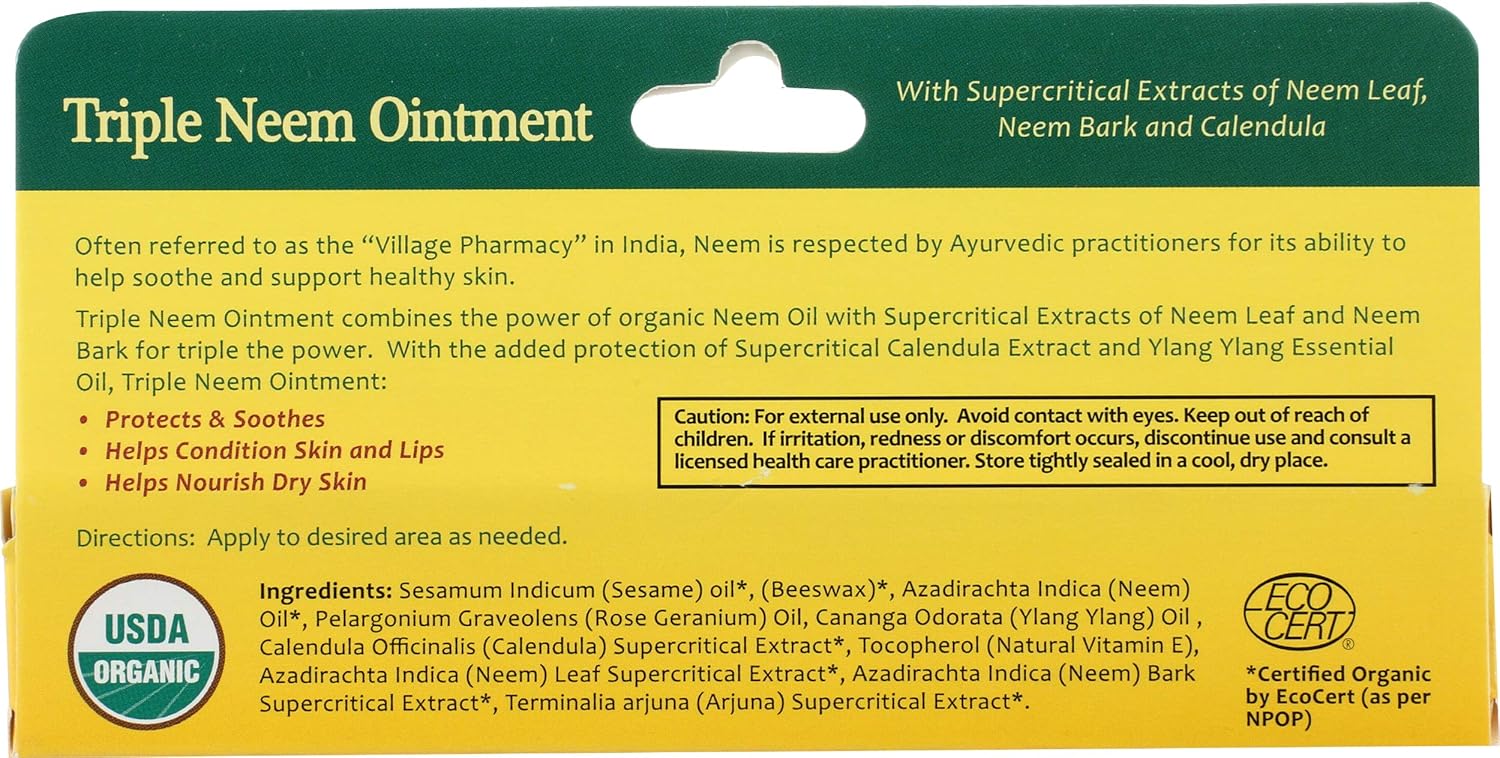 Organix South Triple Neem Ointment Organic Salve, 1 Ounce : Vitamins : Beauty
