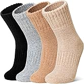 WEVIAS Kids Merino Wool Socks Hiking Ski Boot Winter Thermal Warm Toddler Boys Girls Cozy Socks 4 Pairs